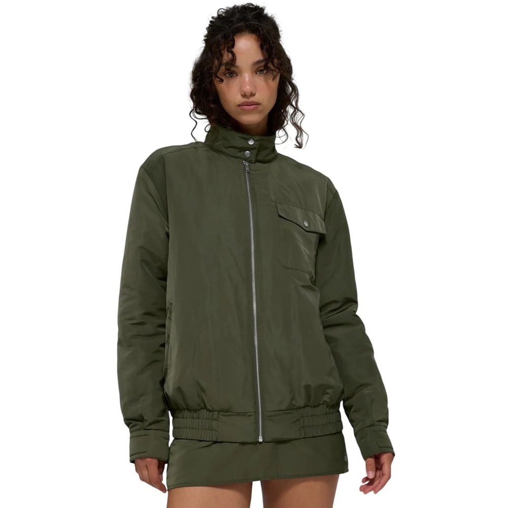 ALO Yoga Work It Bomber Jacket Green Olive Size M Oversized Utility Streetwear